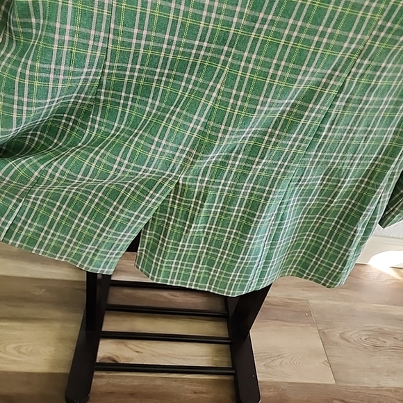 Vici Green Pink Plaid Mid Length Blazer Jacket One Button Medium - Picture 8 of 12